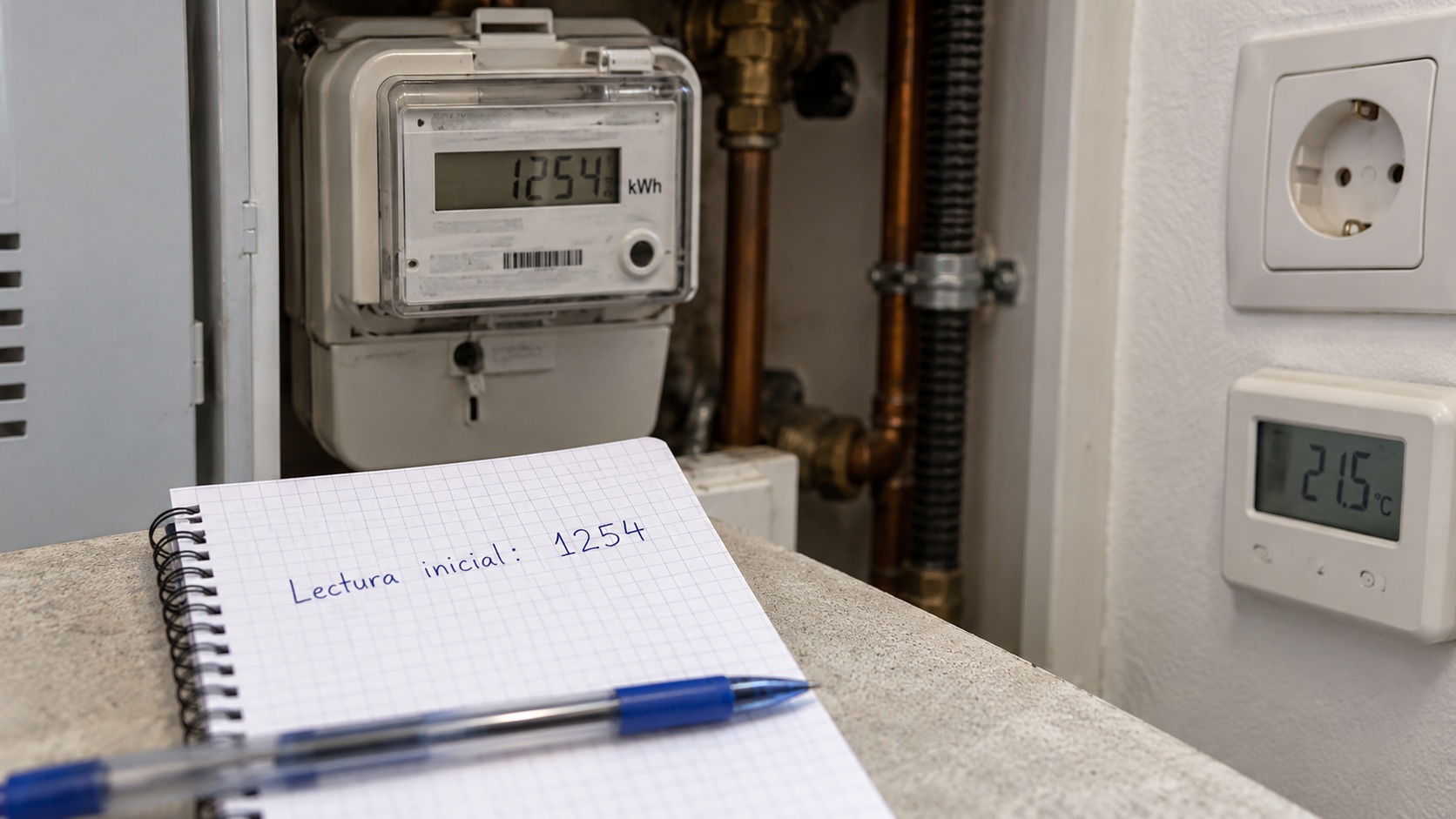 Lectura de un contador individual de agua anotada por la noche antes de comprobar un posible consumo oculto