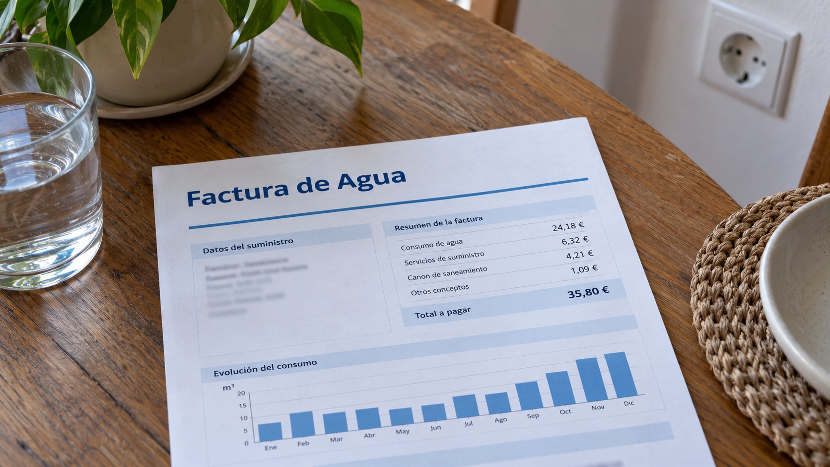 Contador de agua doméstico observado con los grifos cerrados mientras se busca un consumo que no es visible